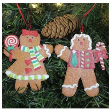 Imagem de Kit 8 Enfeites Pendente Para Árvore De Natal Biscoito Ginger 11cm