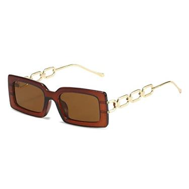 Imagem de Óculos de Sol Quadrados Pequenos Óculos de Corrente Quadrada Simples Óculos de Sol Personalidade Selvagem Moda Feminina Óculos de Sol Templo, 3, Tamanho Único