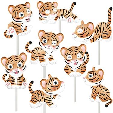 Imagem de Topos de cupcake de tigre para decoração de festa de aniversário tema tigre