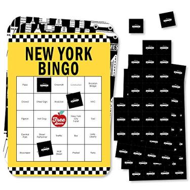 Imagem de Big Dot of Happiness NYC Cityscape – Cartas e Marcadores de Bingo – New York City Party Bingo Game – Conjunto de 18
