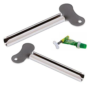 Imagem de Espremedor de pasta de dente, 3 pacotes de espremedores de pasta de dente de metal inoxidável espremedor de pasta de dente de chave enrolável para banheiro tintura de cabelo espremedores de tubos de