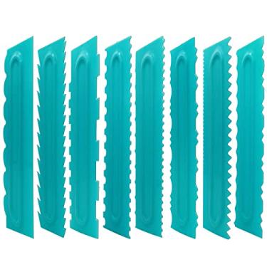 Imagem de Acroyan Ferramentas para decoração de bolo, conjunto de 8 peças, plástico, raspador de bolo, azul