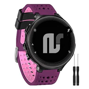 Imagem de Pulseiras NSmart compatível com Smartwatch Garmin Forerunner modelos 230 235 220 620 630 735 735XT - Nandos-Store (com chave para troca) (Roxo com rosa)