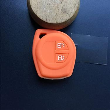 Imagem de YJADHU Capa de chave de carro de silicone de 2 botões, apto para suzuki para amagatarai shangyue sx4 swift liana alto igins estima baleno gr, laranja
