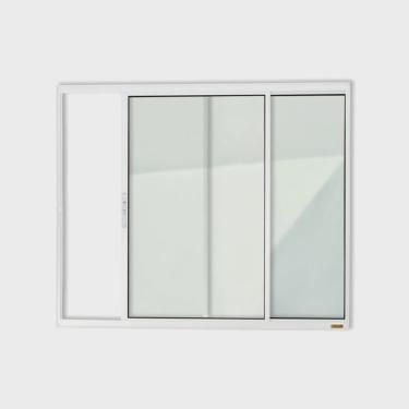 Imagem de Janela de Aluminio Veneziana de Correr 100x100cm 2 Folhas com Vidro Liso Confort Brimak
