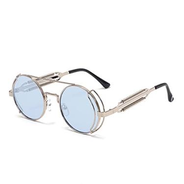 Imagem de Óculos de Sol Redondos Steampunk Moda Masculina Retro Punk Óculos de Sol Para Mulheres Óculos Vintage, 8, Tamanho Único