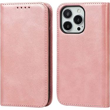 Imagem de IOTUP Capa carteira para iPhone 14 Pro Max, capa de telefone flip de couro PU de luxo com slots de cartão suporte TPU à prova de choque capa interior para iPhone 14 Pro Max (Cor: rosa)