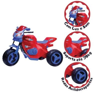 Moto Elétrica Infantil Triciclo Elétrico BZ R6 Azul e Vermelha com Ré, 2  Baterias Músicas e Farol BARZI MOTORS