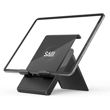 Imagem de SAIJI Suporte ajustável para tablet, portátil, dobrável, compatível com iPad, iPhone, Nintendo Switch, Samsung Galaxy e Kindle Fire Tablets – Preto