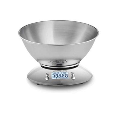 Imagem de balança de cozinha digital com tigela com display eletrônico escalonado de cozinha sensor de medição de alta precisão com capacidade de até 1g ~ 5kg