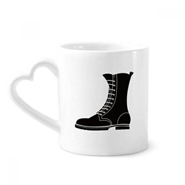 Imagem de Botas masculinas pretas cano alto padrão Caneca café cerâmica copo de coração de vidro