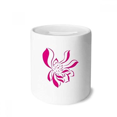 Imagem de DIYthinker Caixa de moedas de cerâmica rosa de flor de lótus caixa de dinheiro caixa de cerâmica para presente de cofrinho