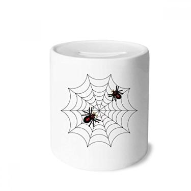 Imagem de DIYthinker Caixa de moeda de cerâmica com ilustração de teia de aranha preta de inseto para presente de cofrinho