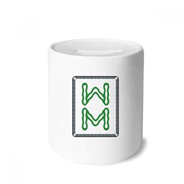 Imagem de DIYthinker Barra de bambu Mahjong 8 azulejos padrão caixa para dinheiro caixa cerâmica porta-moedas presente de cofrinho