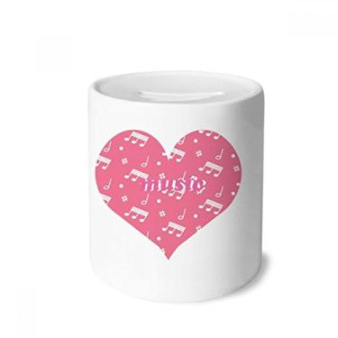 Imagem de DIYthinker Caixa de notas musicais diagonais rosa para dinheiro, porta-moedas de cerâmica, presente de cofrinho