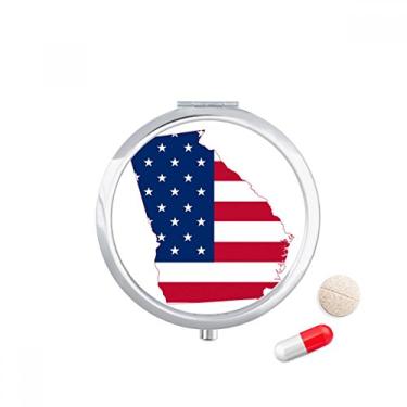 Imagem de Georgia USA Mapa Estrelas Listras Bandeira Forma Pílula Bolso Caixa de Armazenamento de Remédio Dispensador de Recipiente