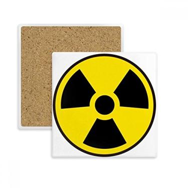 Imagem de Yellow Dangerous Chemical Radiation Symbol Quadrado Porta-copos Caneca Suporte Subplate Pedra de Isolamento