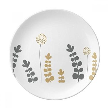 Imagem de Prato de arte de plantas abstratas de dente-de-leão decorativo de porcelana salver talheres, Prato de jantar