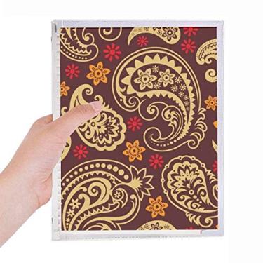 Imagem de Caderno de arte colorido marrom com estampa de folhas soltas para diário recarregável