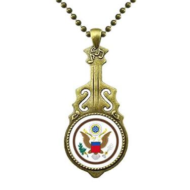 Imagem de DIYthinker Colar com emblema nacional dos Estados Unidos joia antiga pingente de música de guitarra