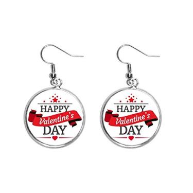 Imagem de Brinco vermelho e preto Happy Valentine's Day Ear Pendente prata joia feminina