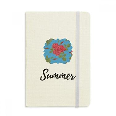 Imagem de Caderno de plantas de desenho azul vermelho capa dura oficial de tecido diário clássico