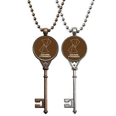 Imagem de OFFbb-USA Colar com pingente geométrico matemático, quadrado, pirâmide, chaveiro, pingente, joias, decoração para casais