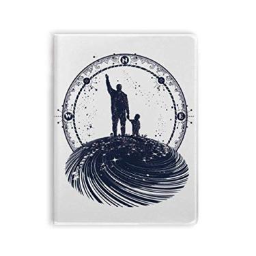 Imagem de Caderno com estampa geométrica de estrelas da família com capa de goma