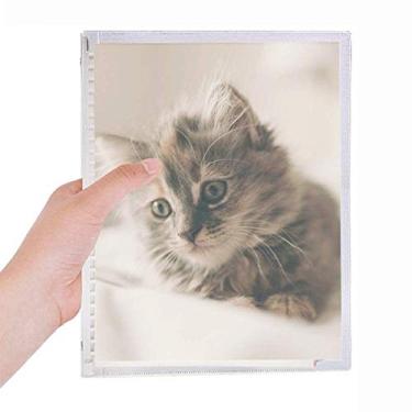 Imagem de Caderno com fotografia de gato cinza animal, folha solta, diário recarregável, papelaria