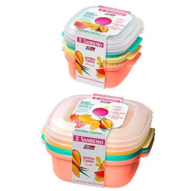 Imagem de 3 Potes para frutas mantimentos alimentos 480ml 3 potes1300ml com tampa Sanremo
