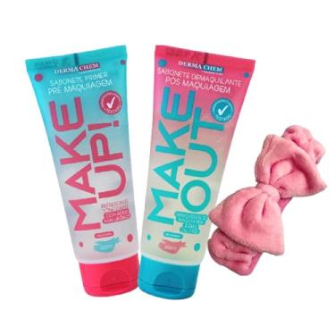 Imagem de Kit Sabonete Primer Pré e Pós Maquiagem + Faixa de Skincare Cor Sortida
