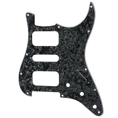 Imagem de Musiclily Pro 11 Furos Canto Redondo HSH Escudo Strato Pickguard para Guitarra Fender American/Mexican Standard Stratocaster, 4 Camadas Preto Perolado