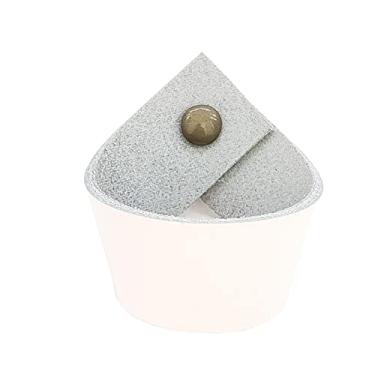 Imagem de Puxador Coxi Parafuso - Couro Legítimo Branco - Parafuso Ouro Velho