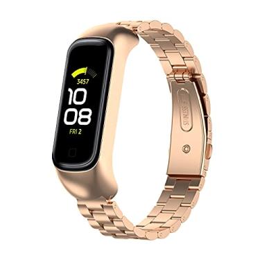 Imagem de Hoopyeecase Metal Substituição pulseira de relógio Compatível com Samsung Galaxy Fit2 SM-R220, Ajustável Links Aço inoxidável Acessórios Pulseira pulseira para mulheres homens
