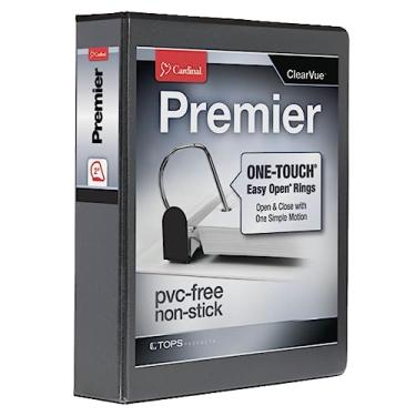 Imagem de Cardinal Fichário de 3 anéis, fichários para escola e escritório, fichário durável Premier de 5 cm de abertura fácil, anéis inclinados com bloqueio de um toque, capacidade para 565 folhas, capa
