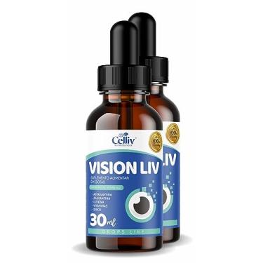 Imagem de Kit Com 2 Vision Liv - Astaxantina, Zeaxantina, Luteína, Vitaminas e Zinco 30ml Celliv