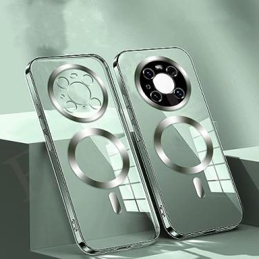 Imagem de Estojo magnético de carregamento sem fio transparente para Huawei Mate 50 Pro Soft Lens Cover para Huawei Mate 40 30 P50 P40 P30, verde, para Mate 30