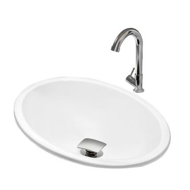 Imagem de Cuba Pia Banheiro Sophia Torneira Dl04 Valvula Inox Click Branco