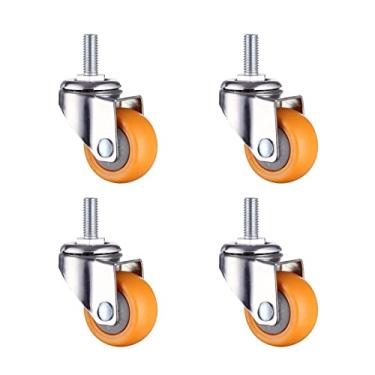 Imagem de Conjunto de rodas de rodízio de 360 graus roda de rodízio laranja giratória de 1/1,25/1,5/2 polegadas rodas de nylon sem ruído para carrinho de compras 1/4 peças rodízios resistentes (cor: 4 peças sem freio A, tamanho: