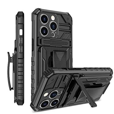 Imagem de YOUULAR Capa compatível com iPhone 15 Pro/iPhone 14 Pro PC rígido + TPU macio + suporte + clipe dorsal à prova de choque anti-queda capa protetora para celular para iPhone 15 Pro, capas militares
