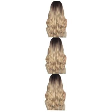 Imagem de Amosfun 3 Pecas peruca wig frizzer cabelos cacheados cachos cabelos ondulados Cabelo longo e liso conjunto de cabelo Senhorita
