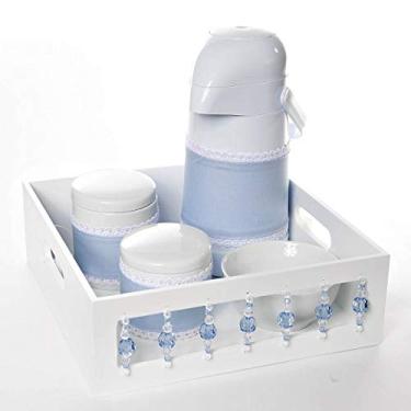 Imagem de Potinho de Mel Kit Higiene Com Porcelanas E Capa Pedra Quarto Bebê Menino Azul