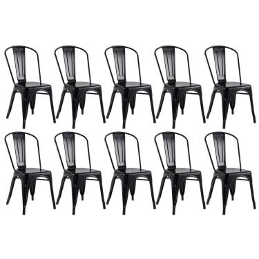 Imagem de Kit 10 Cadeiras Iron Tolix - Preto - Semibrilho