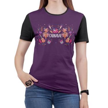 Imagem de Camiseta De Carnaval Feminina Blusa Festa Roxo - Alemark