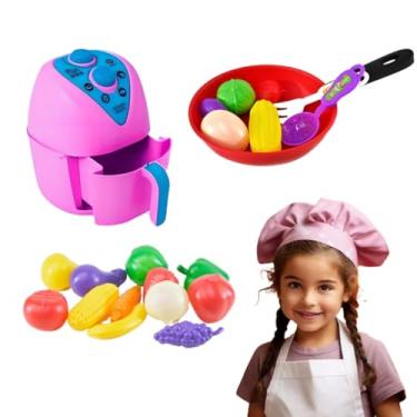 Imagem de Kit Cozinha Infantil Brinquedo Air Fryer C/Legumes Diversos