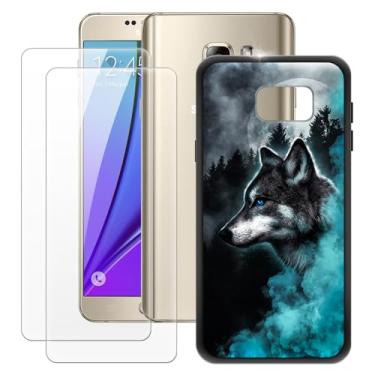 Imagem de MILEGOO Capa para Samsung Galaxy Note 5 + 2 peças protetoras de tela de vidro temperado, capa ultrafina de silicone TPU macio à prova de choque para Samsung Galaxy Note 5 (5,7 polegadas)