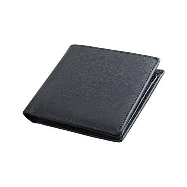 Imagem de Carteira masculina de couro, porta-cartão de crédito, bolso para moedas, carteira com proteção RFID, A, Standard size