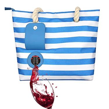 Imagem de Bolsa de vinho de praia Famolay, bolsa térmica à prova de vazamento com compartimentos ocultos, comporta 2 garrafas de vinho para viagens, restaurante BYOB, festa, jantar