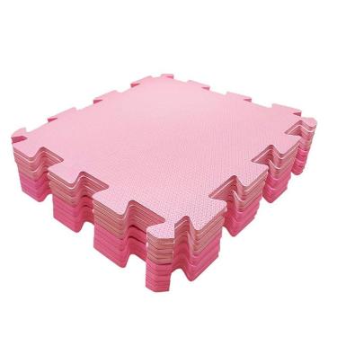 Imagem de Kit 10 Tatame Infantil EVA Rosa Menina Grosso 50x50 Tapete Emborrachado Bebe Antiderrapante Impermeavel