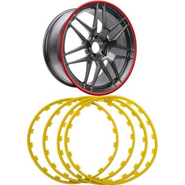 Imagem de Salagt Aros de roda de veículo de carro para GMC, anel protetor de quatro peças, decoração de proteção de pneu, protetores de aro de liga (cor: amarelo, tamanho: 45,7 cm)